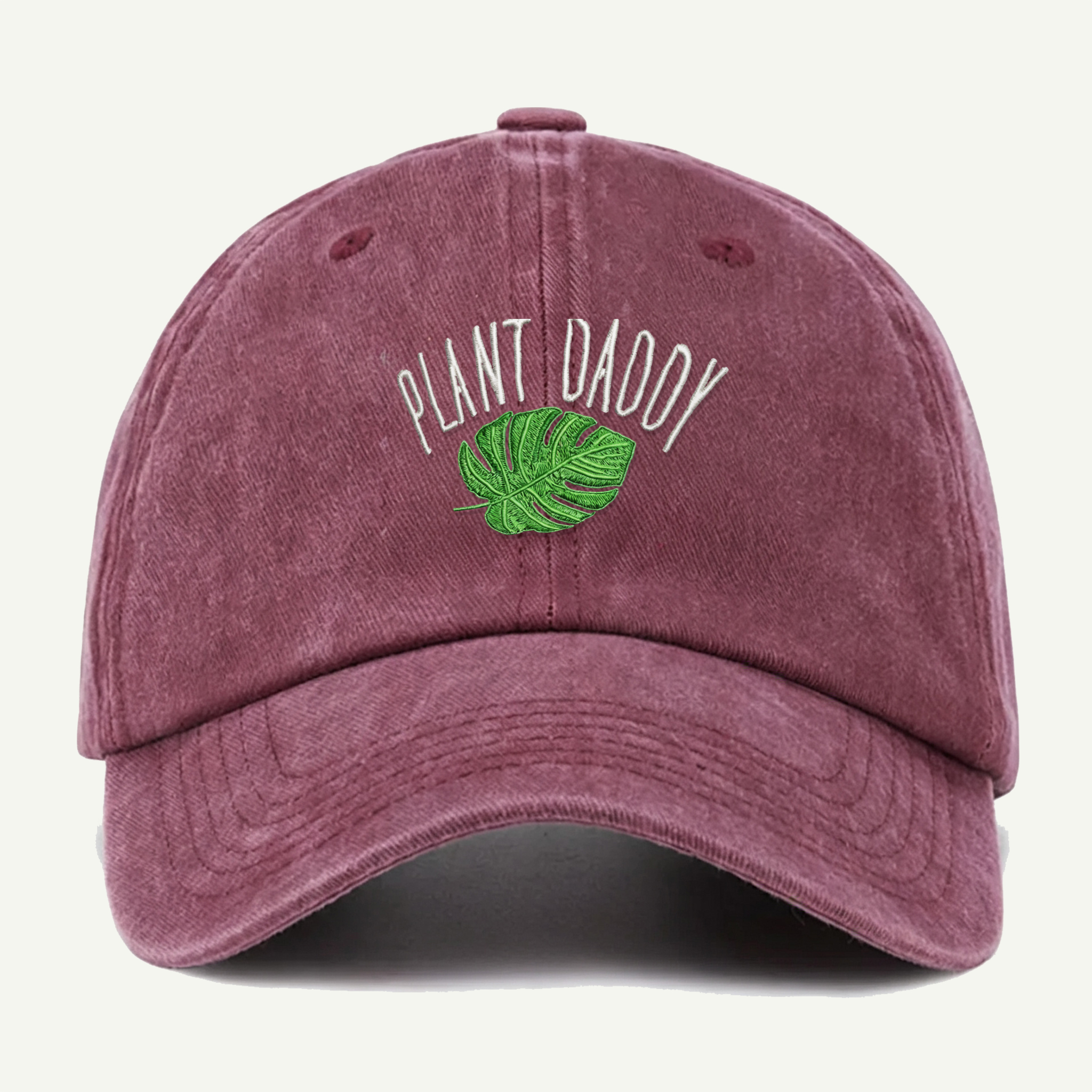 Plant Daddy Tropical Leaf Washed Embroidered Hat