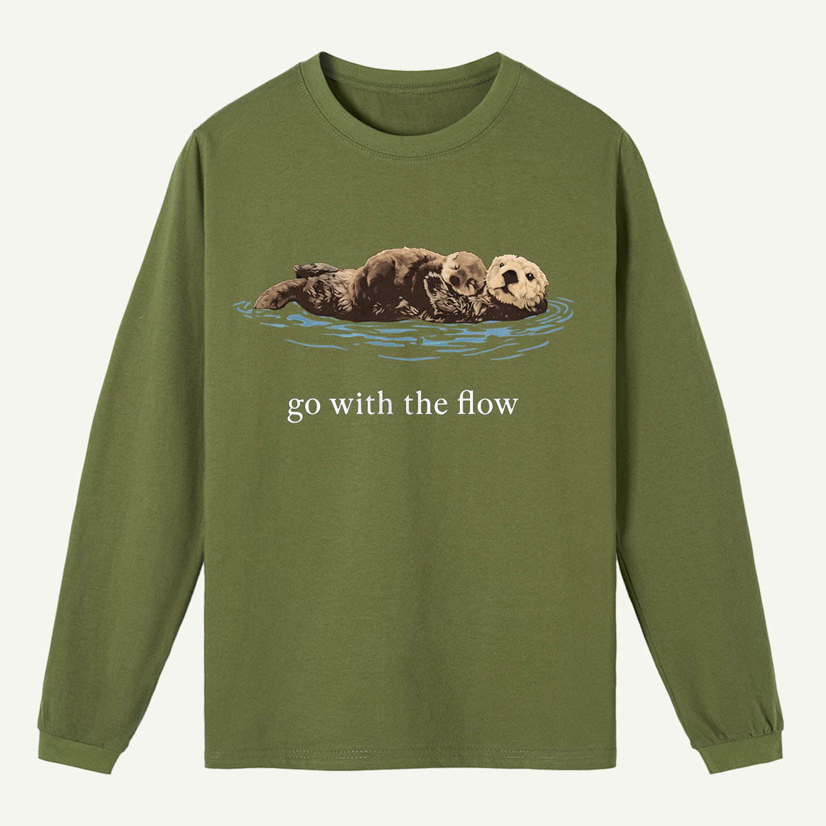 Go With The Flow Sea Otter Wildlife Nature Long Sleeve T-Shirt