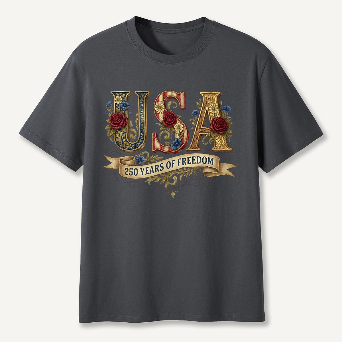 USA 250 Years of Freedom Floral T-Shirt