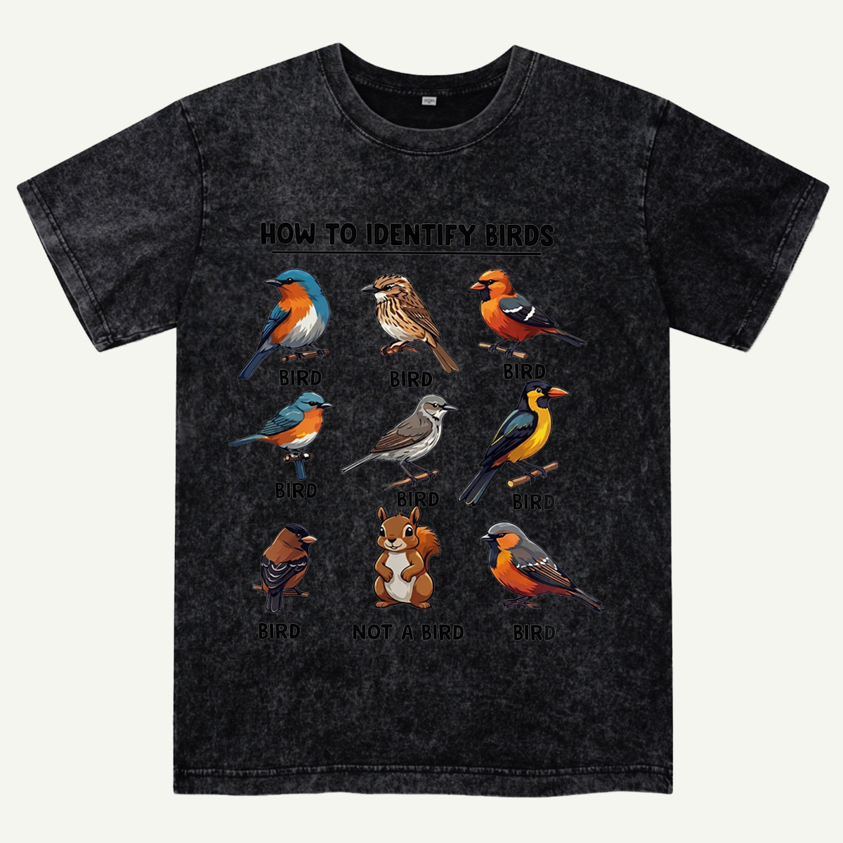 Funny Bird How to Identify Birds Washed T-Shirt