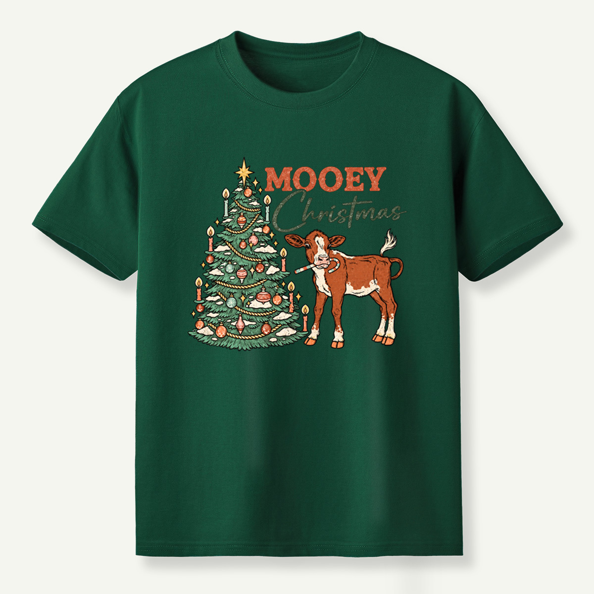 MOOEY Christmas Cow Holiday Scene T-Shirt