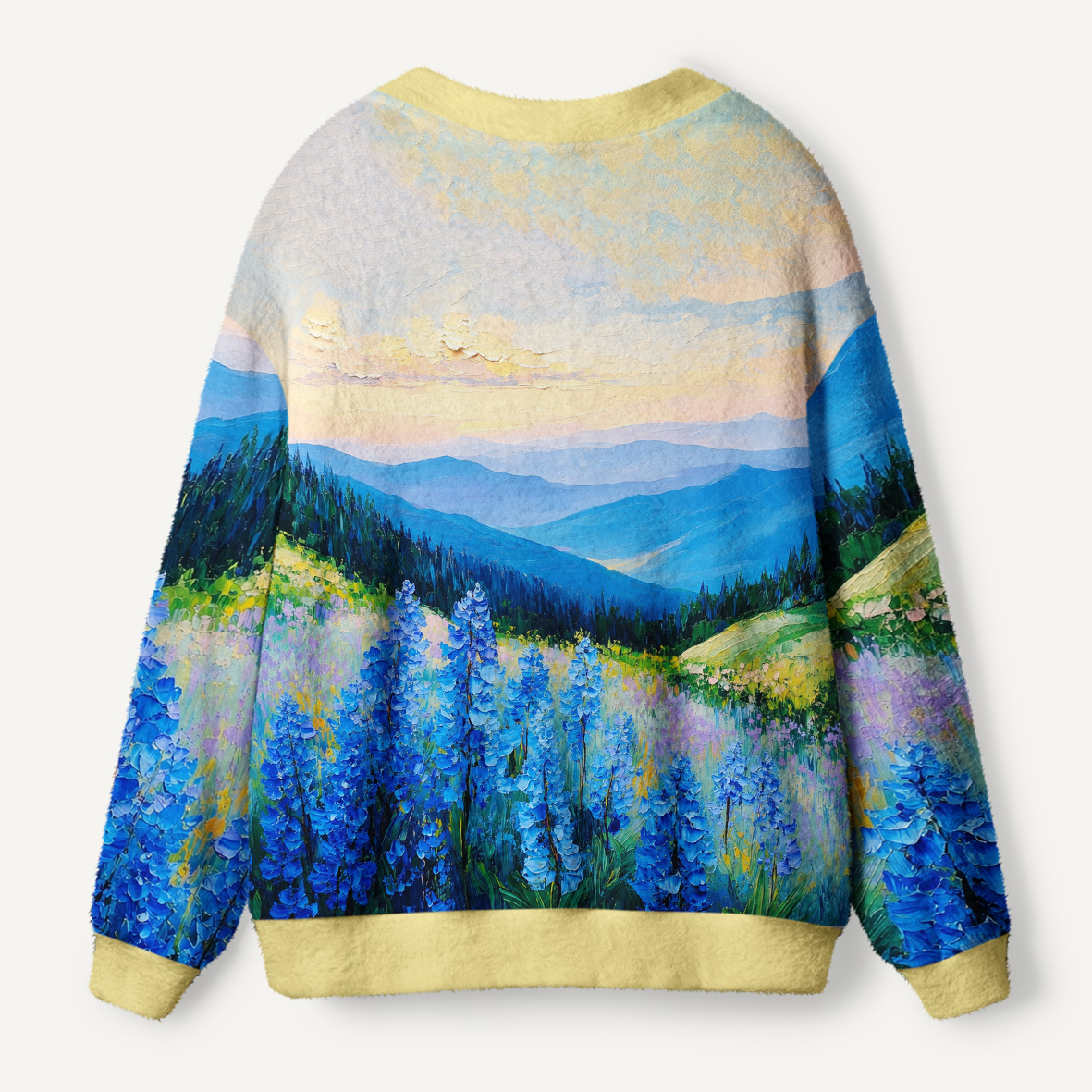 Blue Meadow Mountain Ugly Cardigan Sweaters