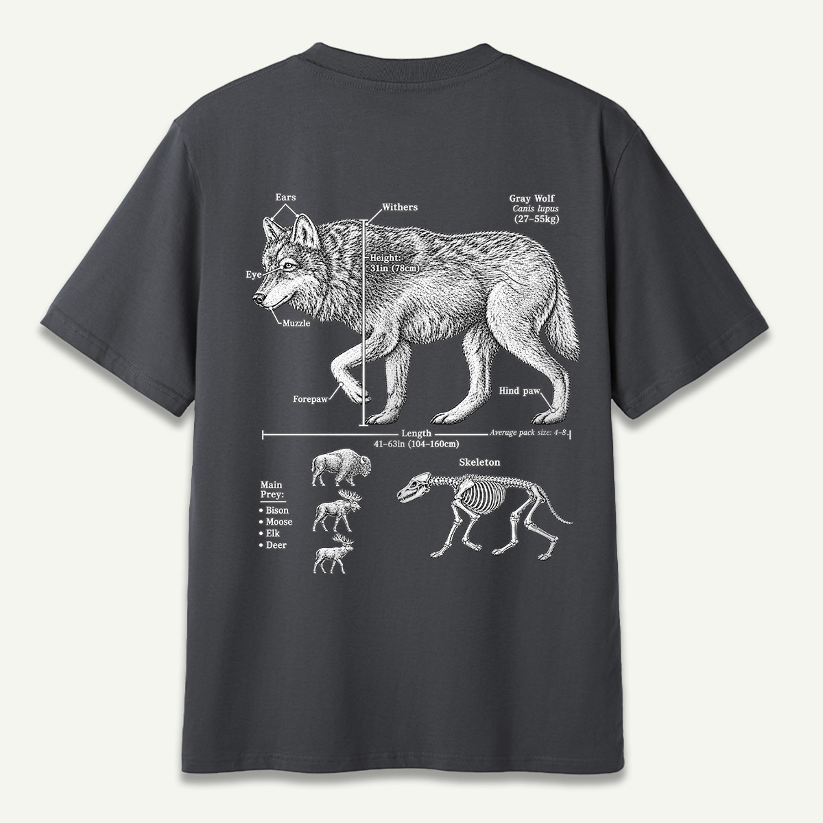 Wolf C Lupus Anatomy Diagram T-Shirt