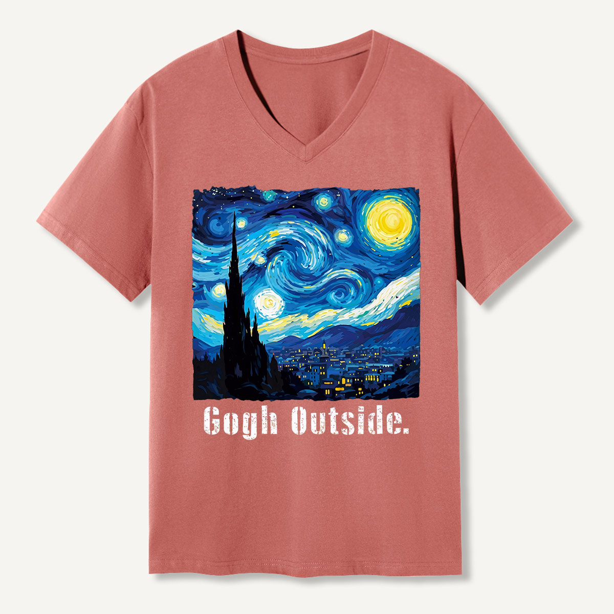 Swirl Night Sky Gogh Outside V-neck T-Shirt