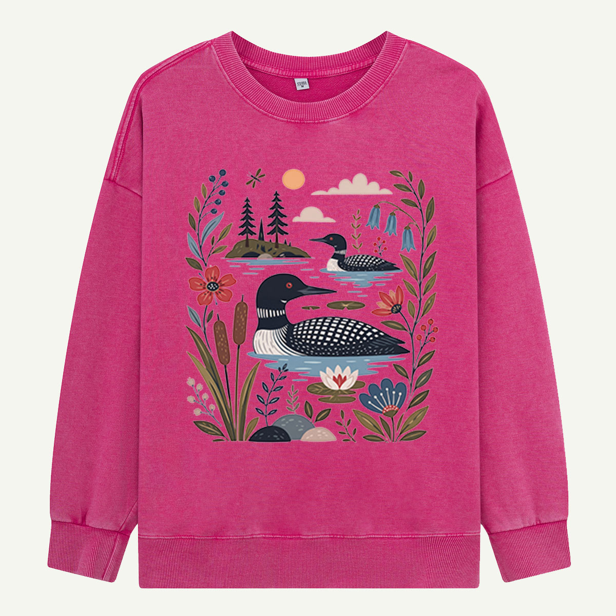 Loons Among the Lilies Washed Sweatshirts