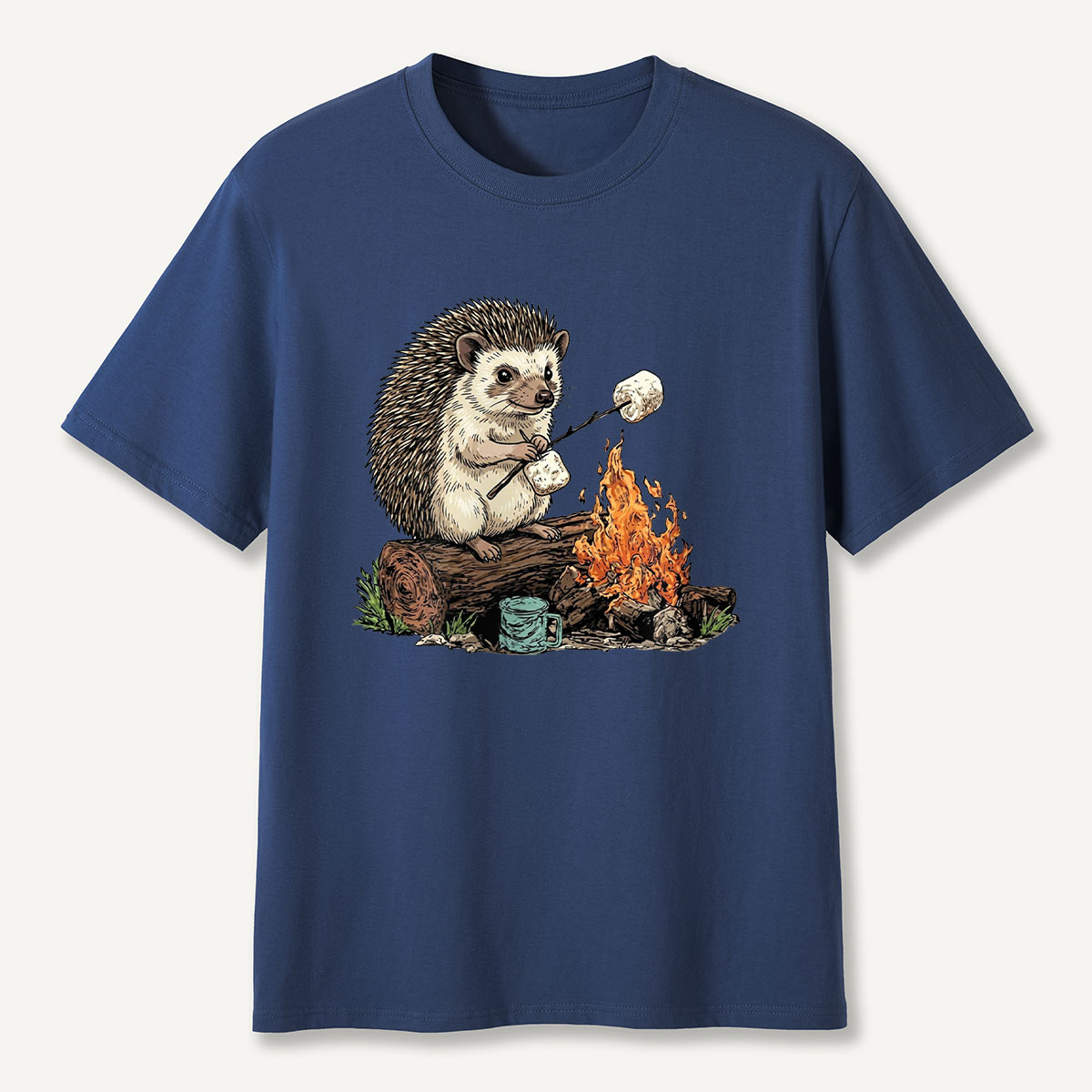 Hedgehog Roasting Marshmallow Campfire T-Shirt