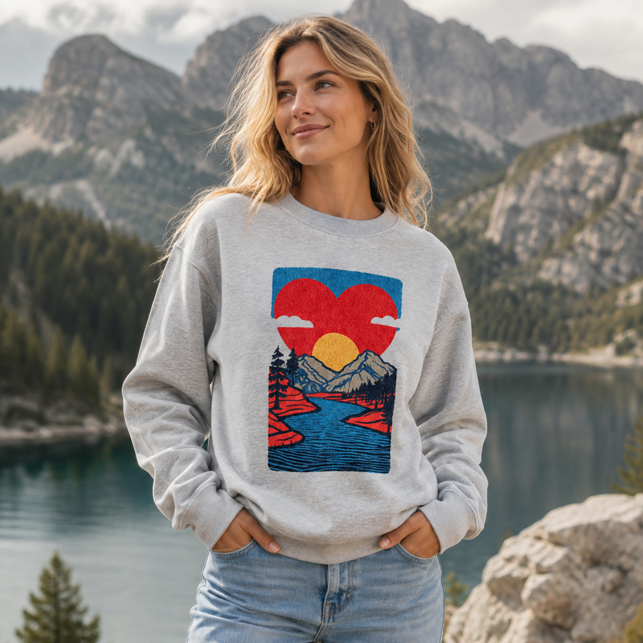 Mountain Heart Landscape Sweatshirts