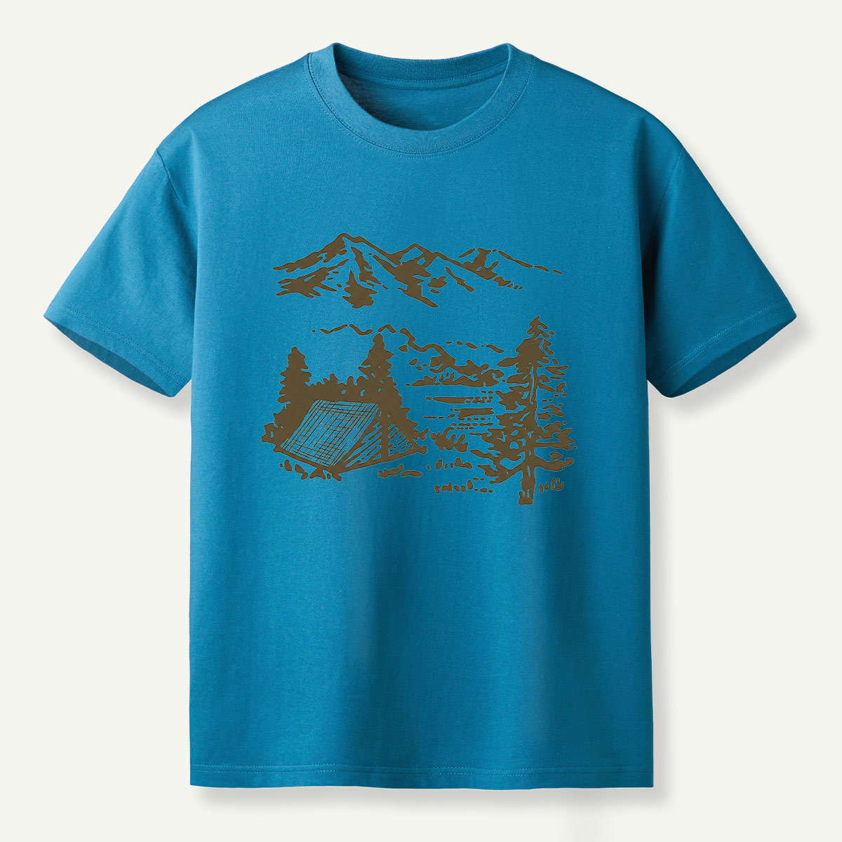 Mountain Campsite Wilderness Sketch T-Shirt