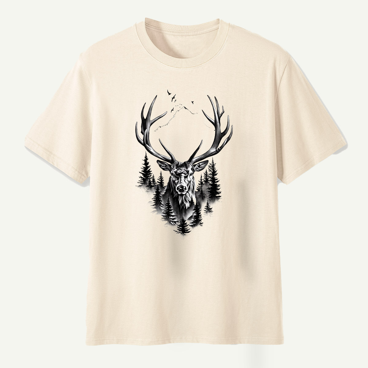 Deer Skull Forest Double Exposure T-Shirt