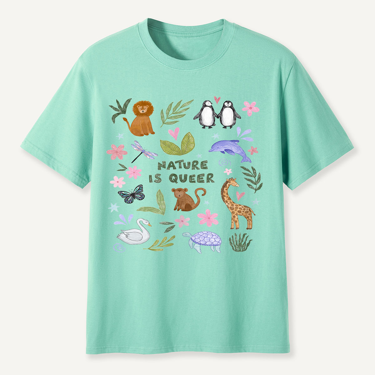 Nature Is Queer Cute Animals Pride T-Shirt