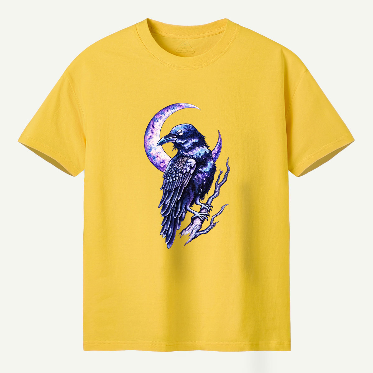 Galaxy Raven Crescent Moon Celestial Art T-Shirt