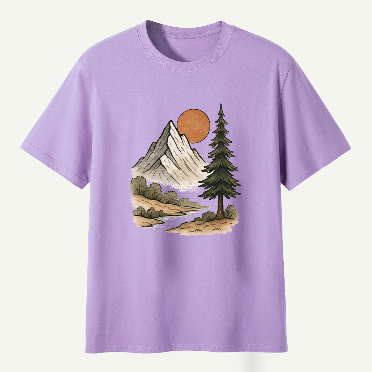 Mountain Sunset Pine River Landscape T-Shirt