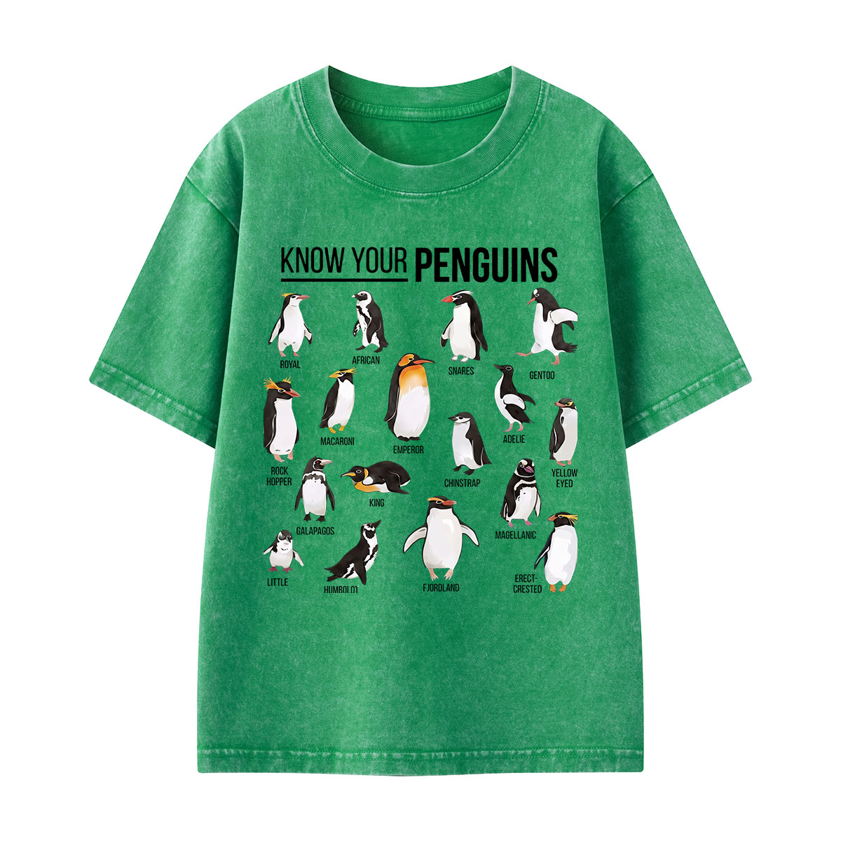 Know Your Penguins Kids Washed T-Shirt