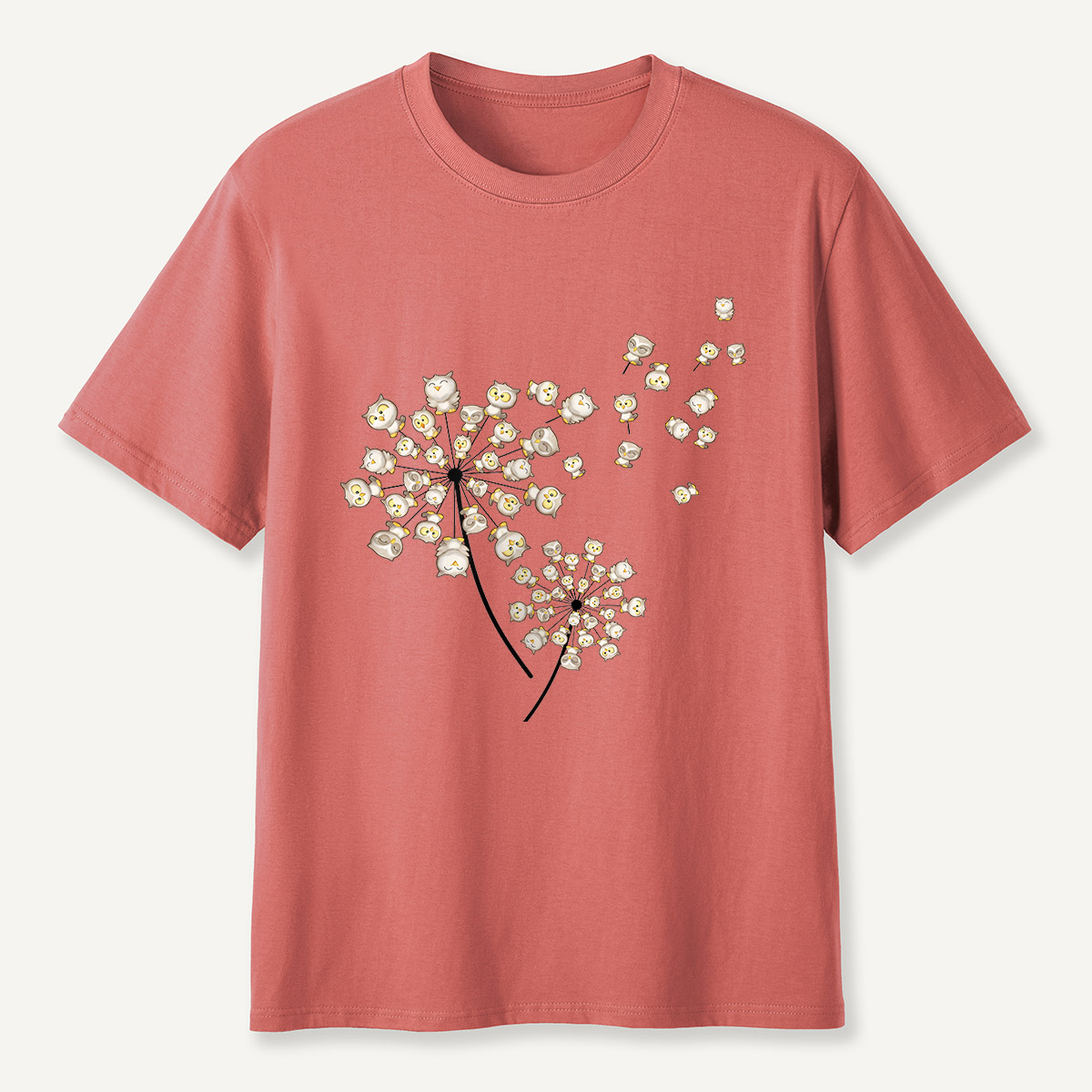 Owl Blossom Tree Dandelion Style T-Shirt