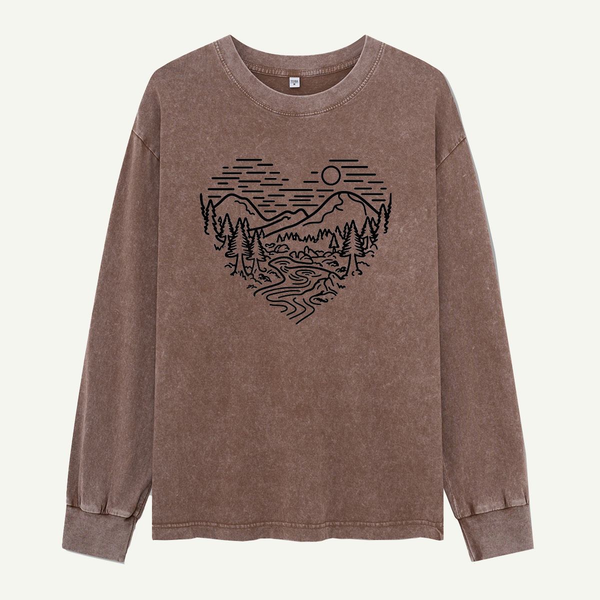 Follow the River to the Mountains Washed Long Sleeves