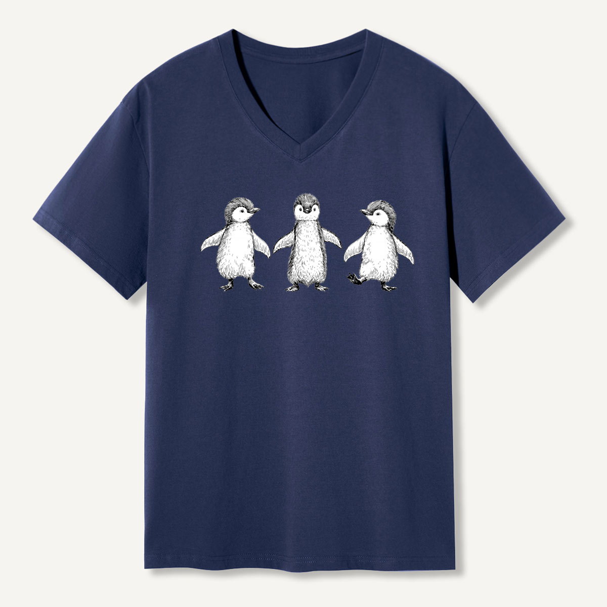 Three Penguins Walking Together V-neck T-Shirt