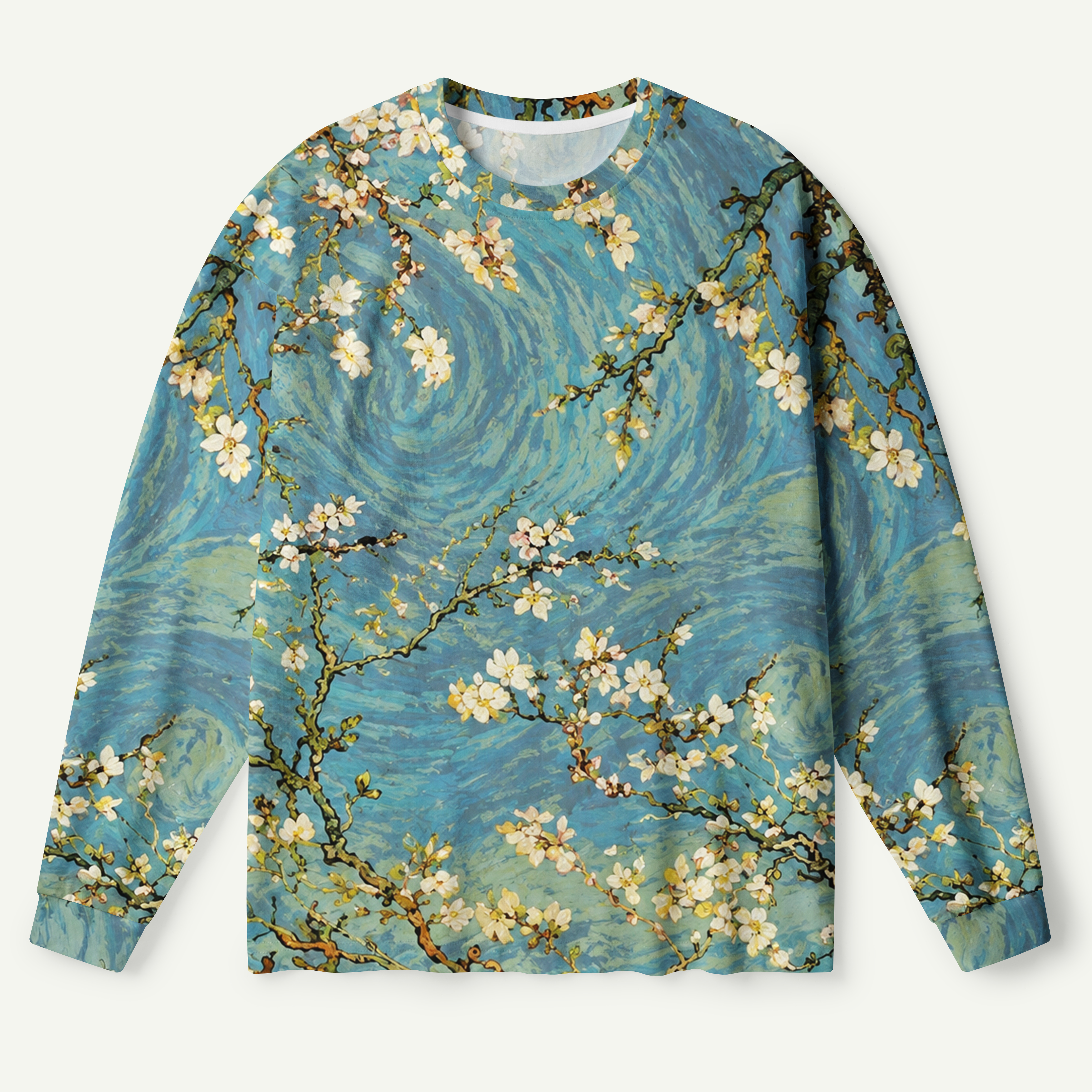 Blue Blossom Branch Painting Premium Pure Cotton Long Sleeves