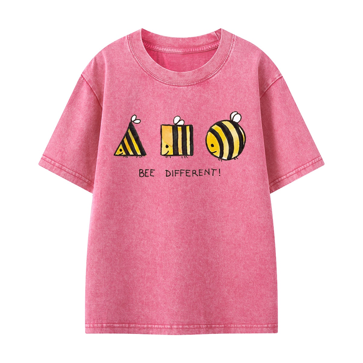 Bee Different Cute Bumblebee Kids Washed T-Shirt