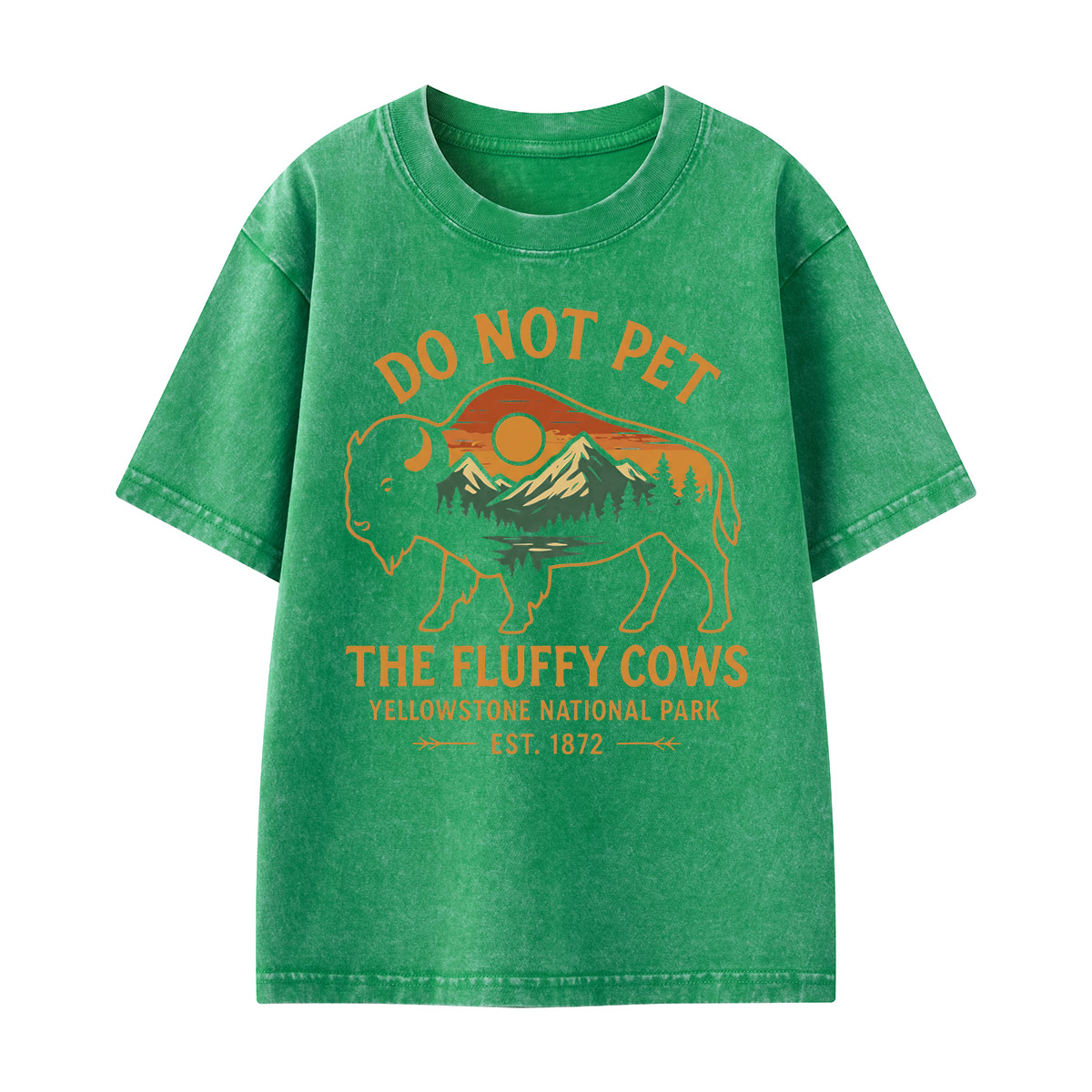 Do Not Pet The Fluffy Cows Buffalo Yellowstone National Park Kids Washed T-Shirt