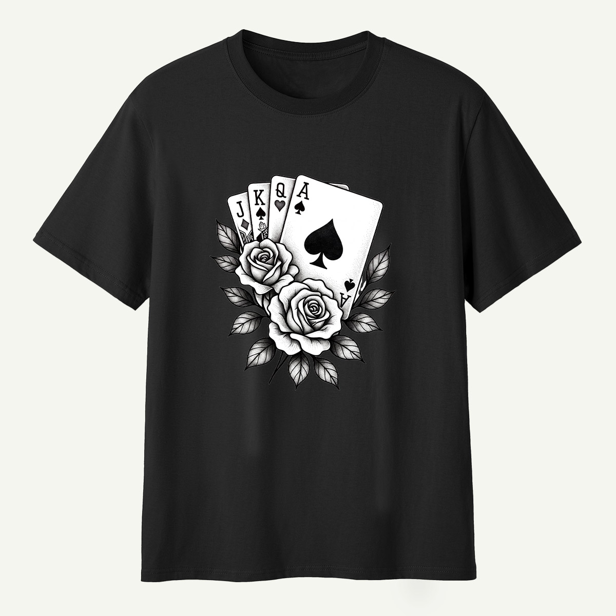 Floral Ace Of Spades Rose Bouquet T-Shirt