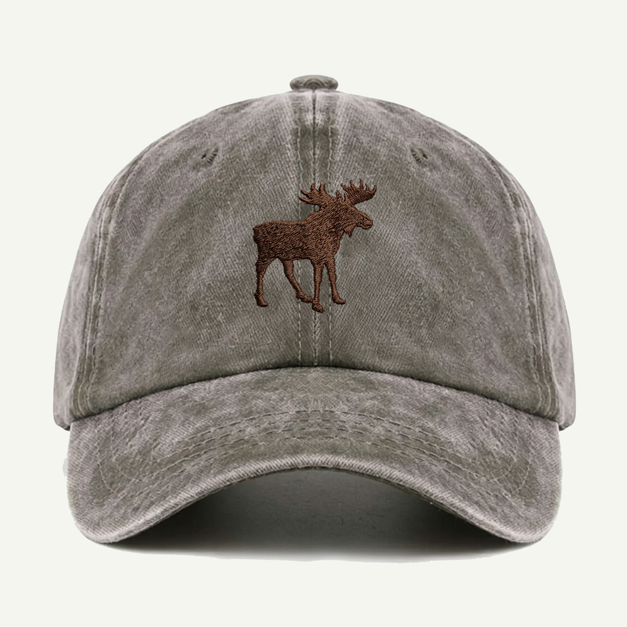 Woodland Moose Washed Embroidered Hat
