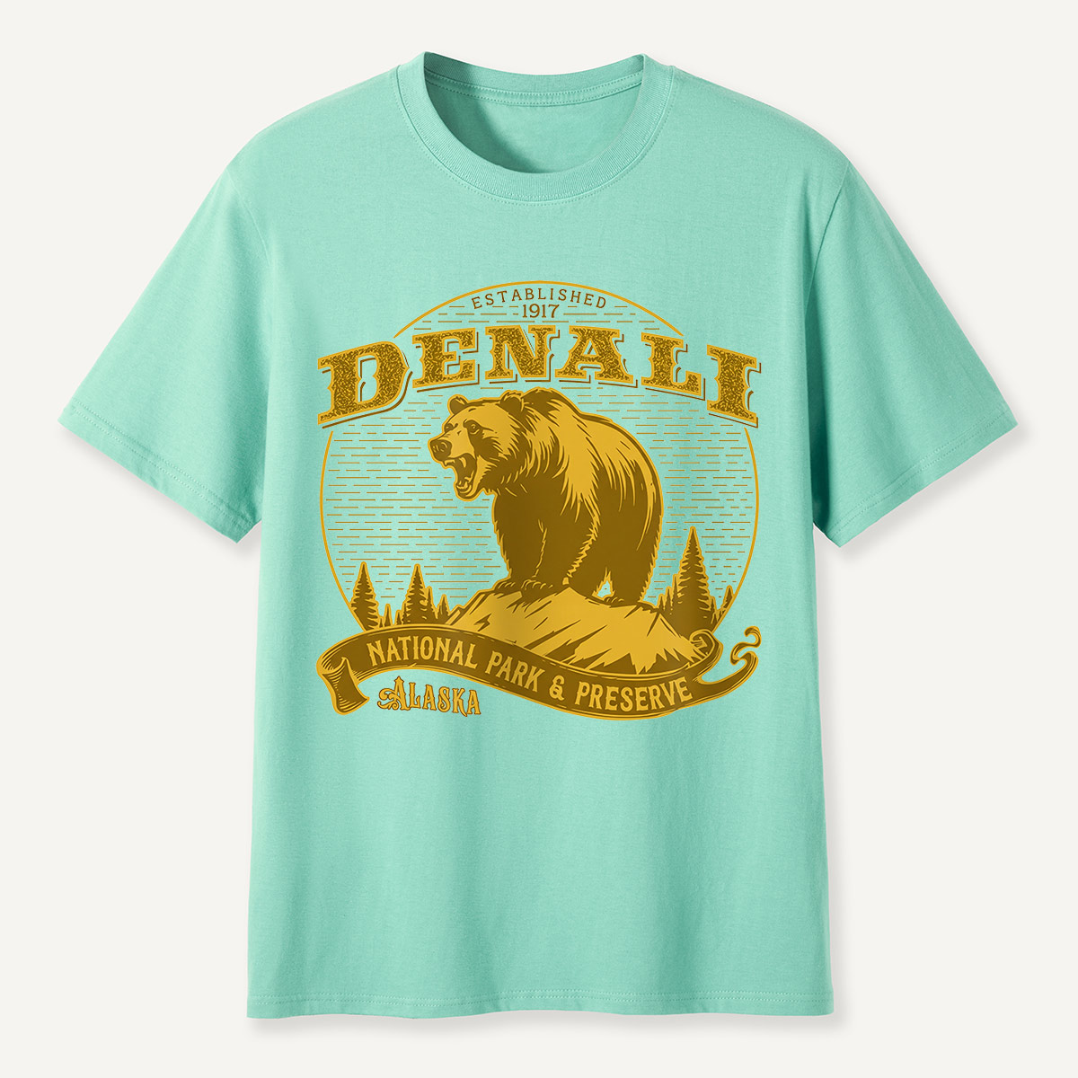 Denali National Park Bear Alaska Badge T-Shirt