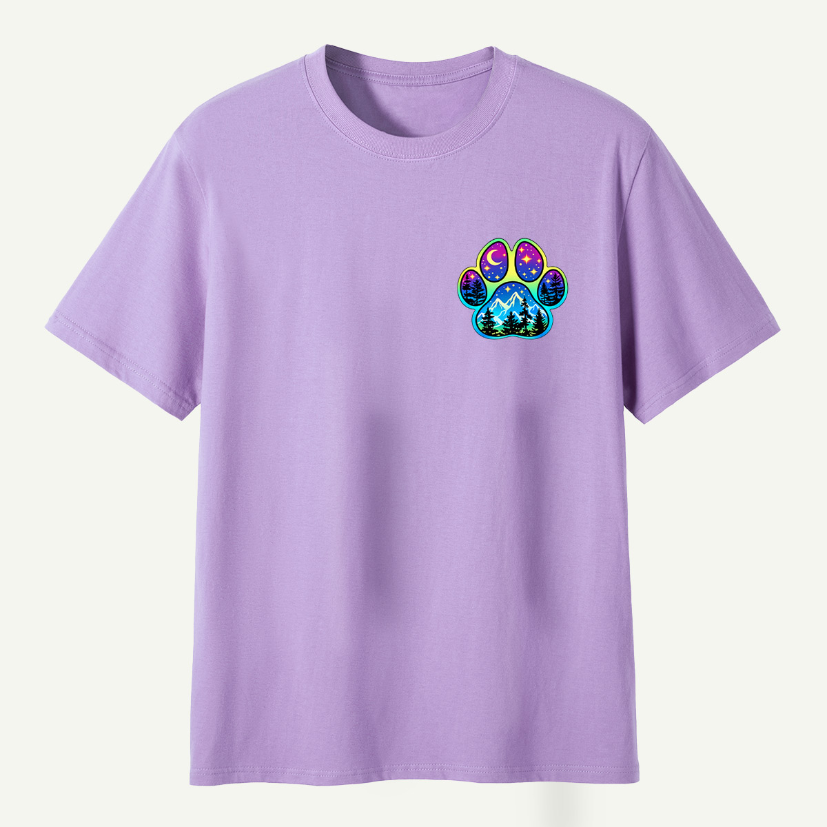 Celestial Mountain Forest Paw Print T-Shirt