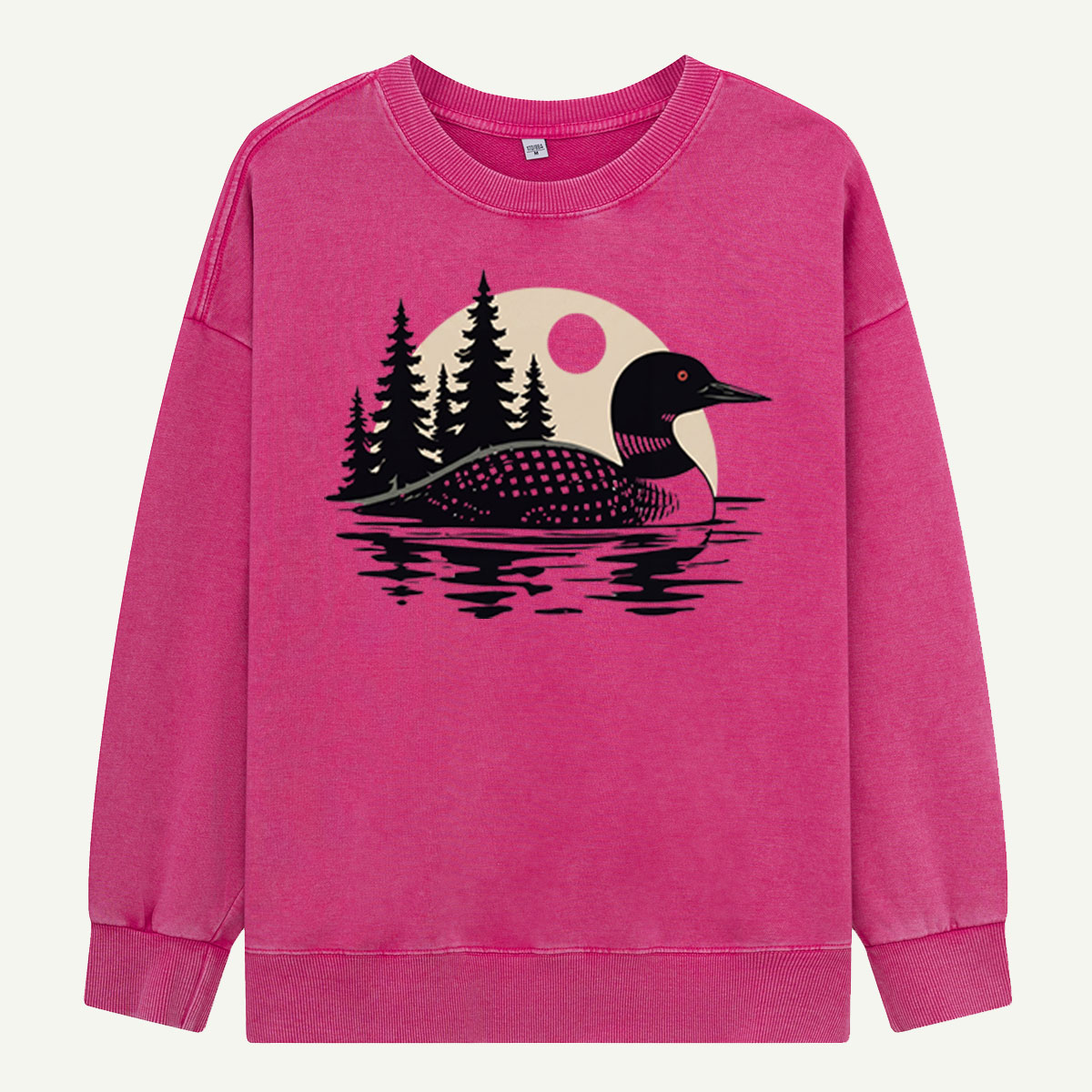 Loon Alone on the Lake Washed Sweatshirts
