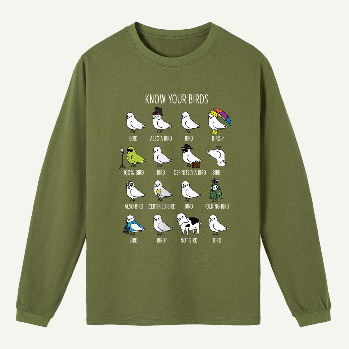 Know Your Birds Bird Chart Long Sleeve T-Shirt