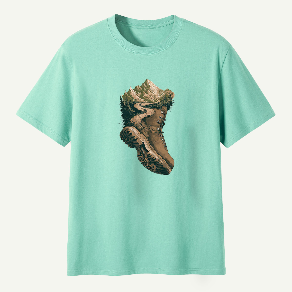 Hiking Boot Mountain Trail Landscape T-Shirt