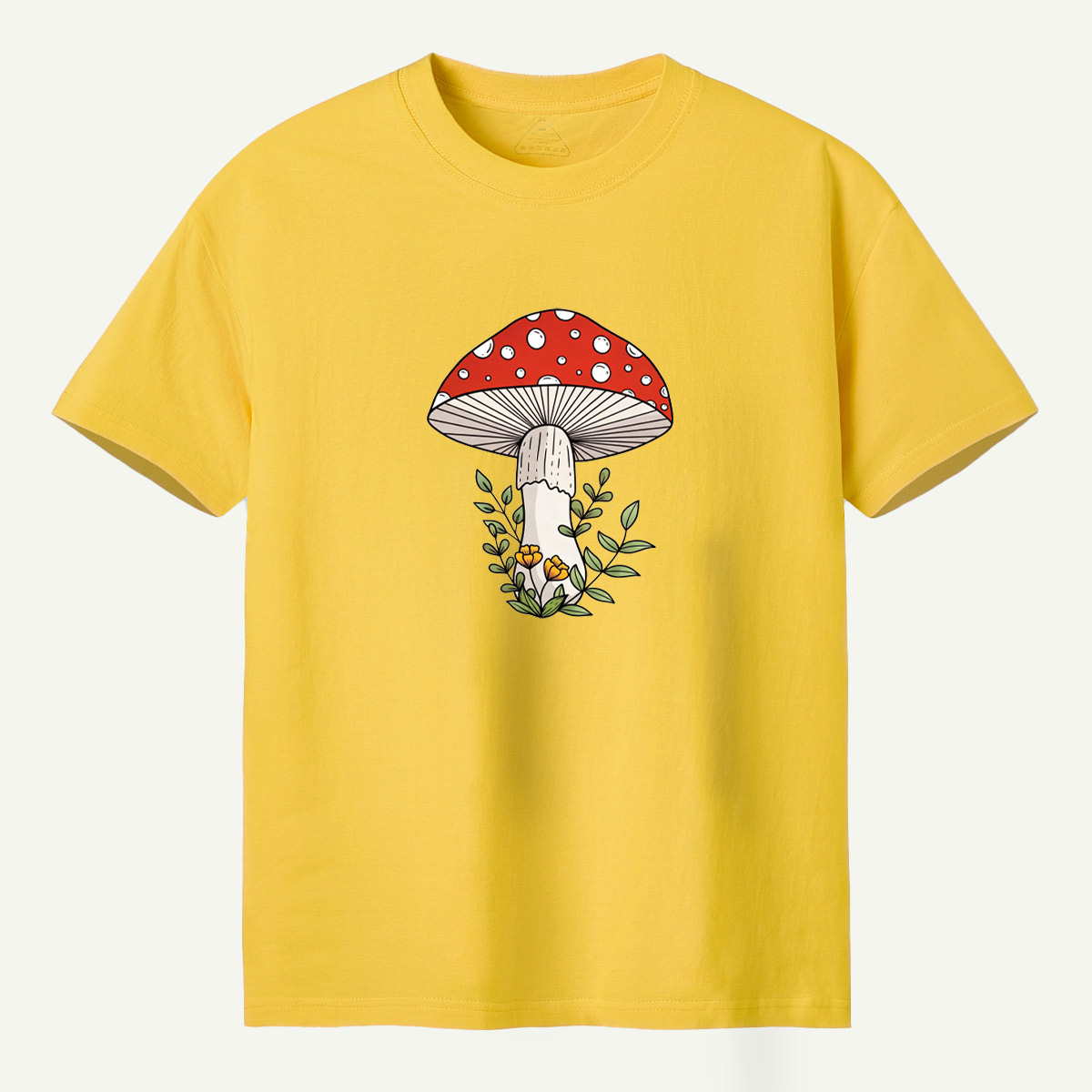 Red Amanita Mushroom Wildflower Botanical Illustration T-Shirt