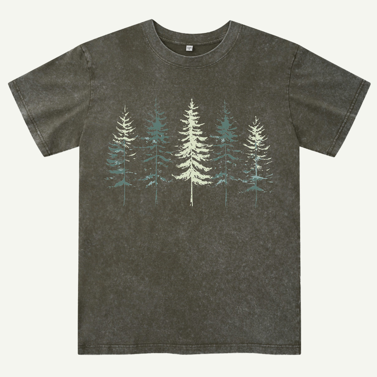 Minimal Pine Forest Silhouette Washed T-Shirt