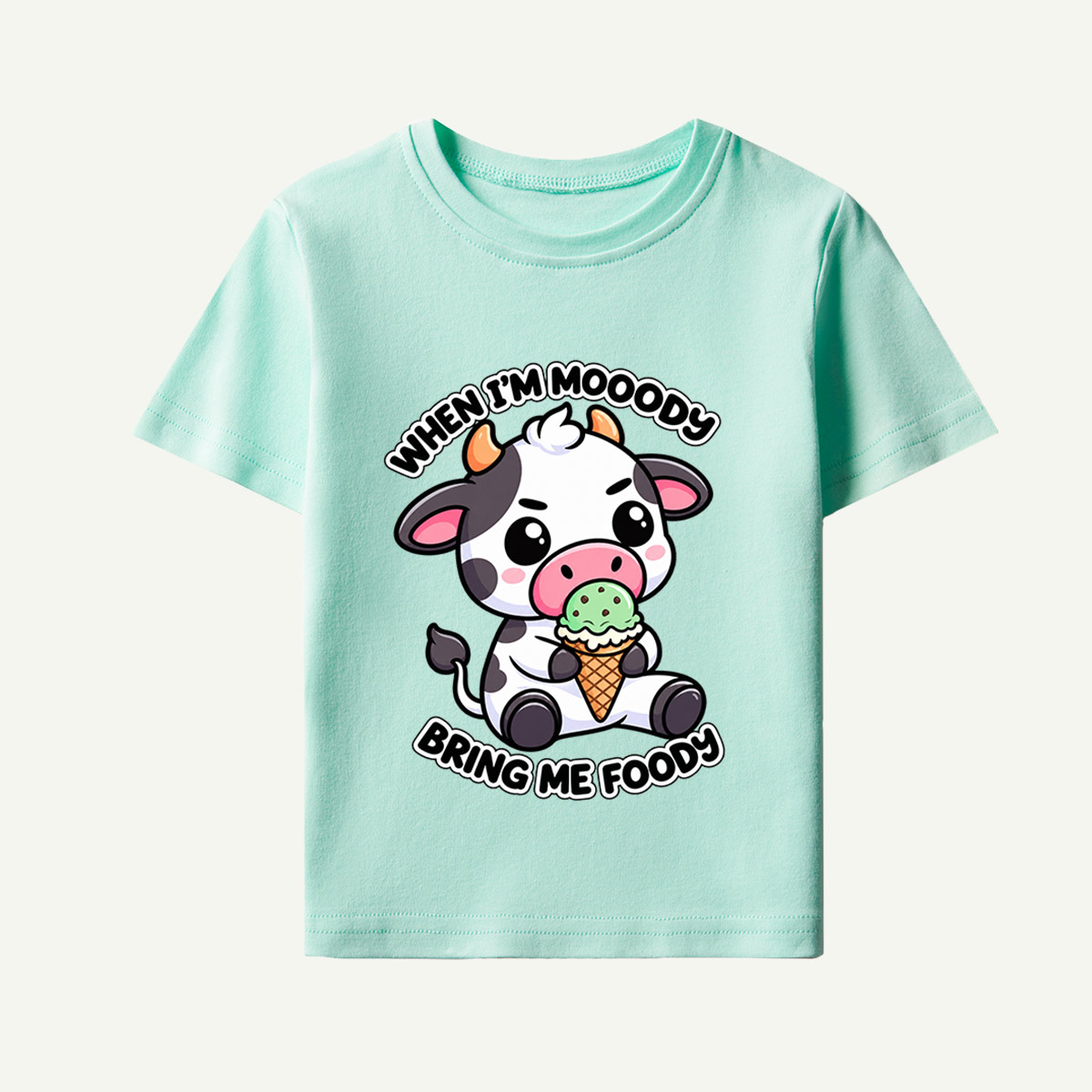 When Im Moody Bring Me Foody Cute Cow Quote Kids T-Shirt