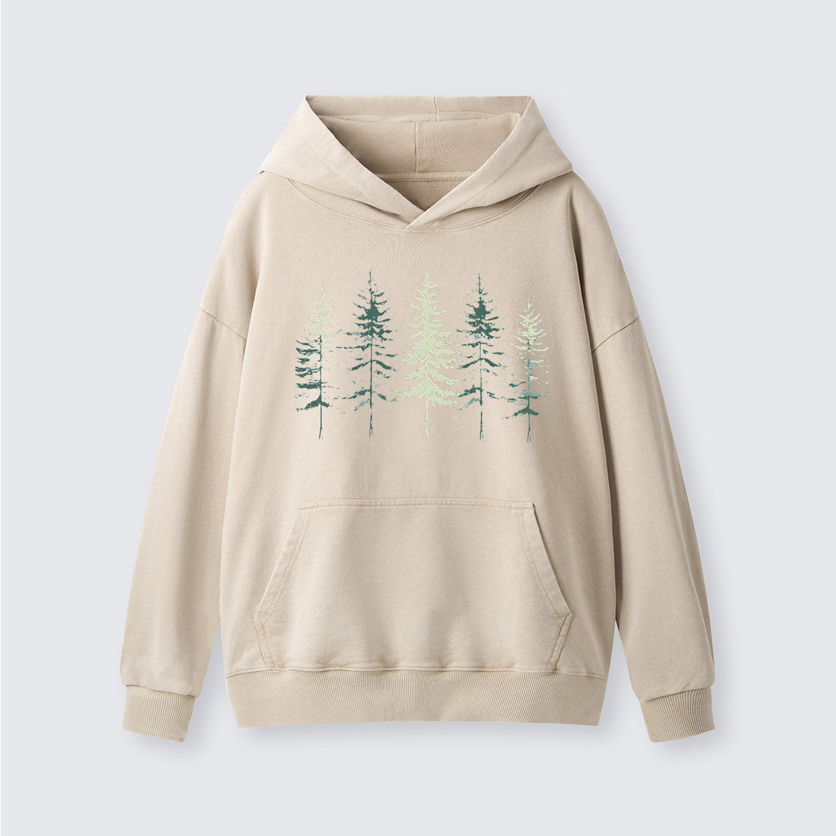 Minimal Pine Forest Silhouette Washed Hoodie