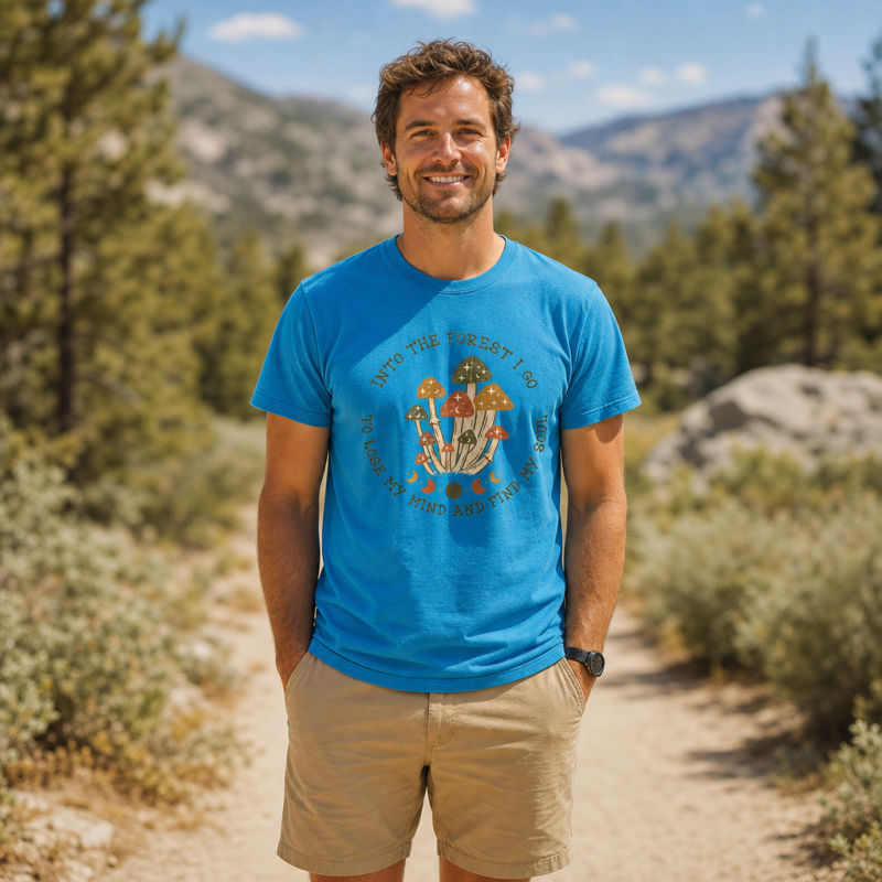 Into the Forest I Go Mushroom Moon Phases T-Shirt