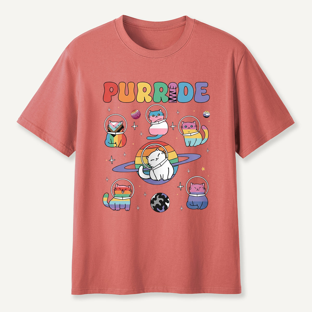 Purride Space Cats Rainbow T-Shirt