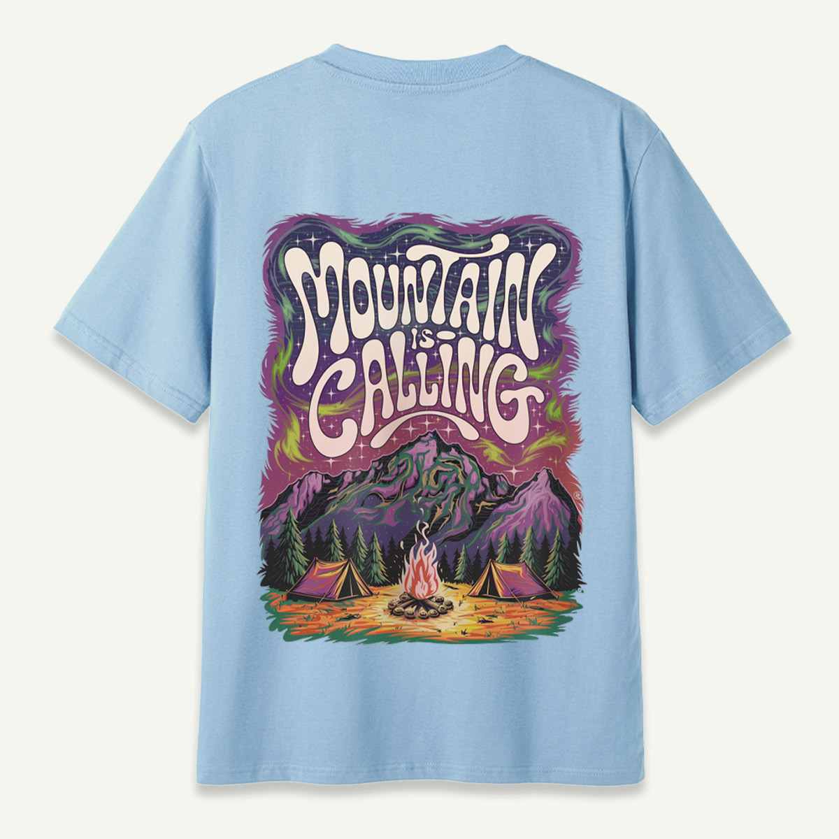 Mountain Is Calling Psychedelic Camping Night T-Shirt