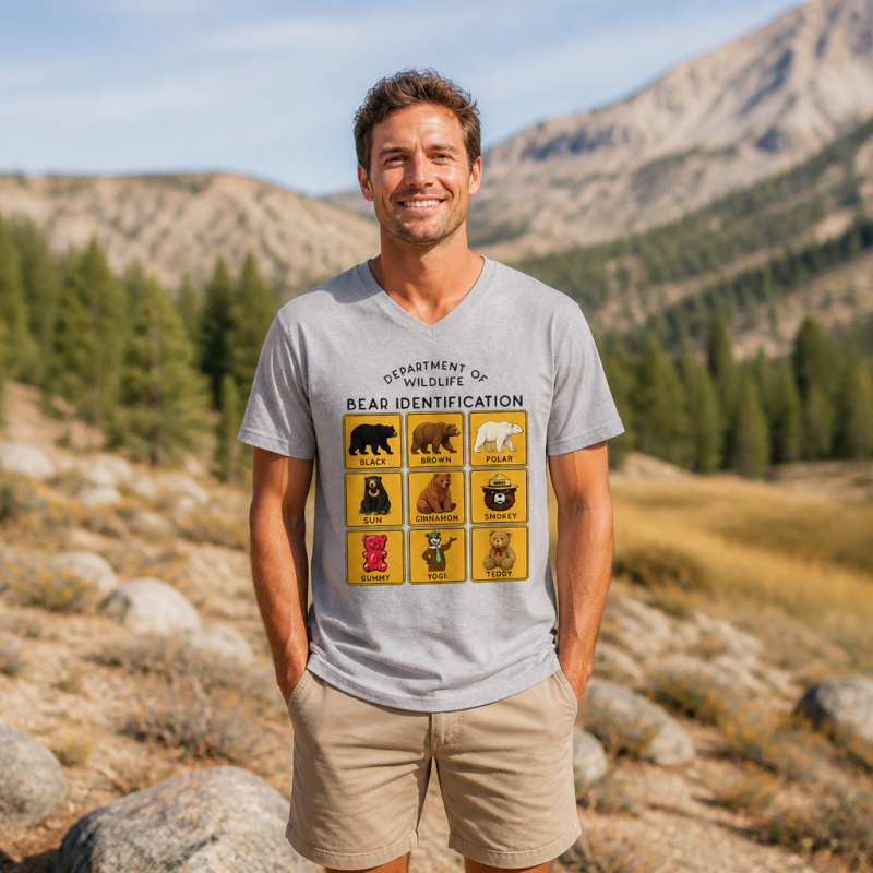 Department of Wildlife Bear Identification V-neck T-Shirt