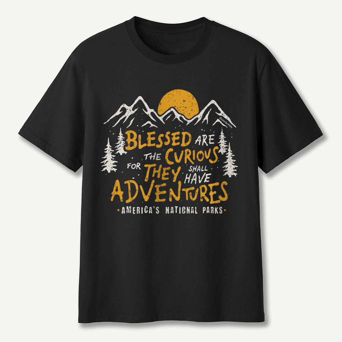 Blessed Are the Curious Adventure Mountains T-Shirt