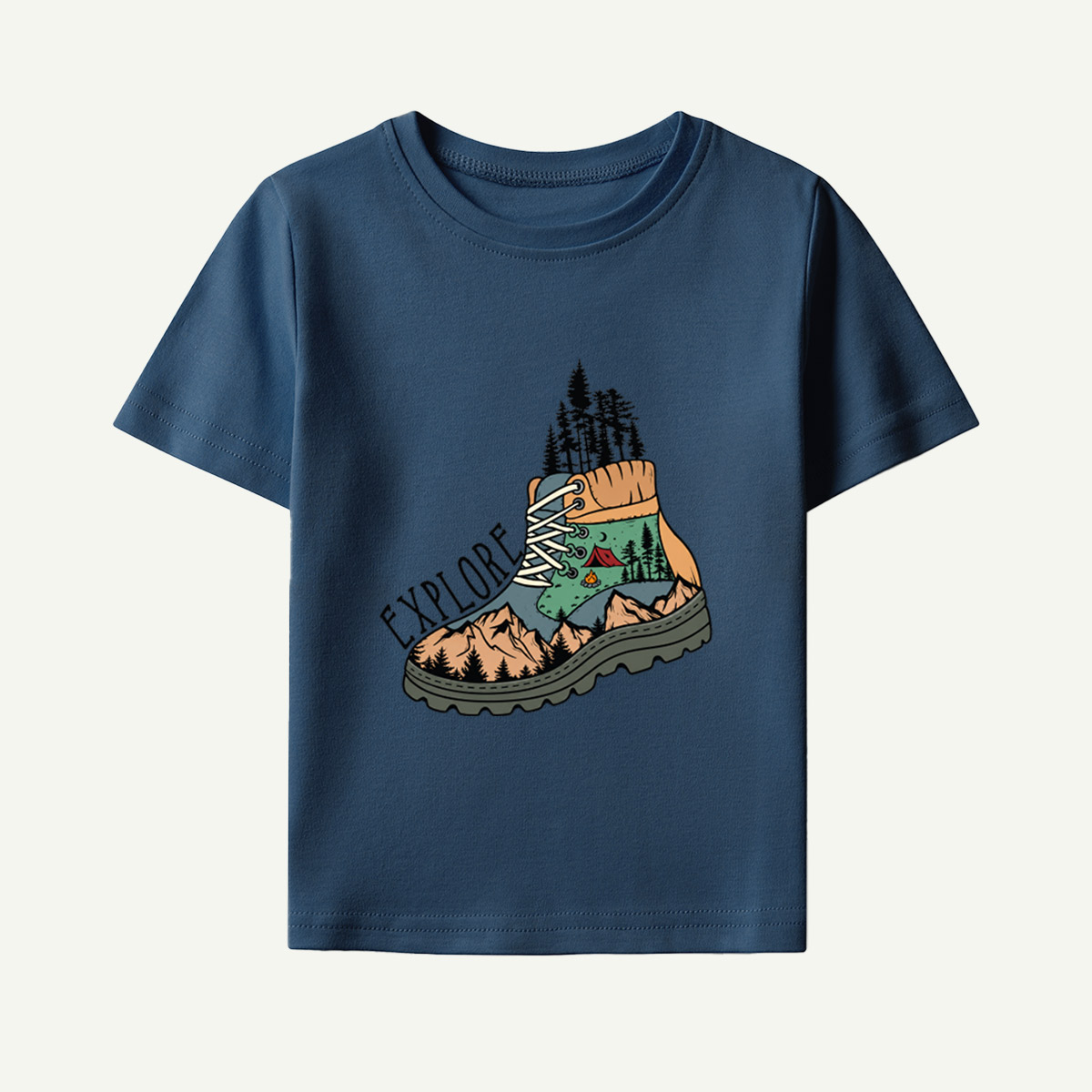 Explore Outdoor Boot Landscape Kids T-Shirt