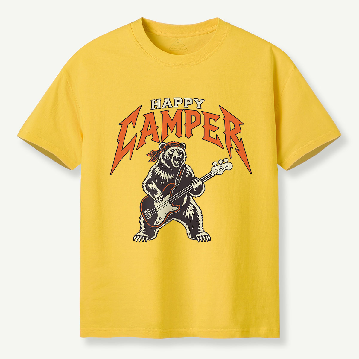 Happy Camper Rock Bear Bass Guitar T-Shirt