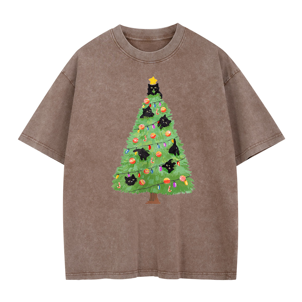 Cats in the Christmas Tree Washed T-Shirt