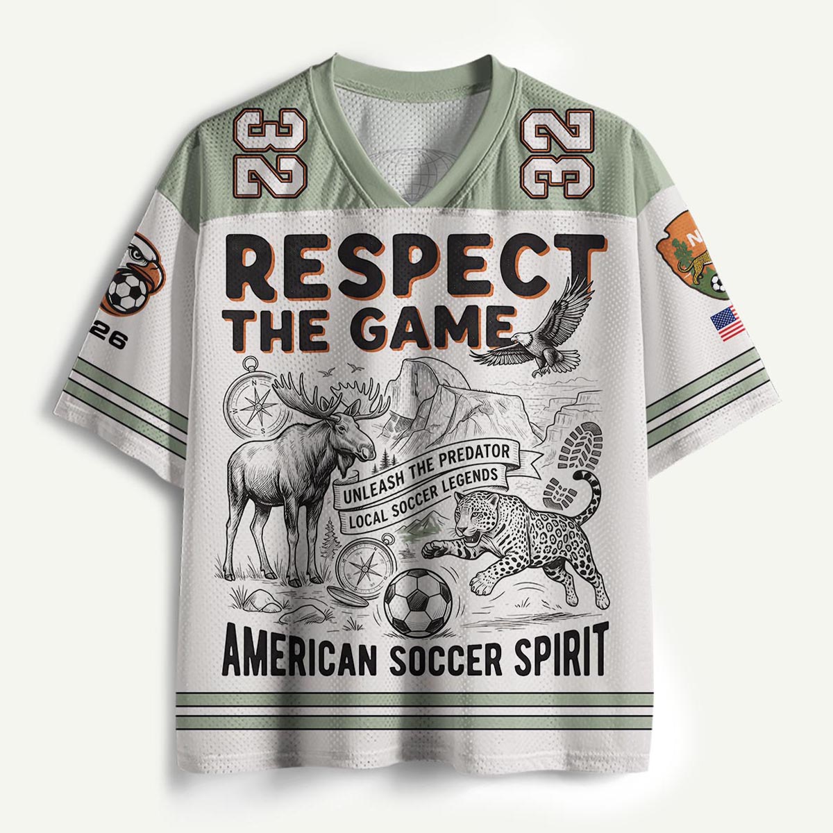 Respect the Game Eagle Bighorn Sheep Jaguar Soccer Mesh Jersey