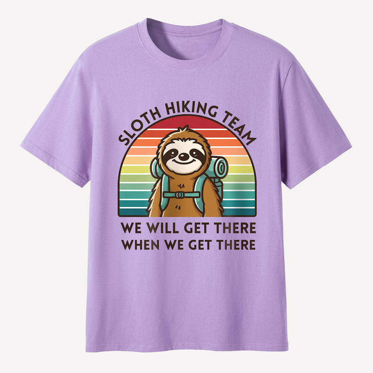 Sloth Hiking Team Retro Sunset T-Shirt