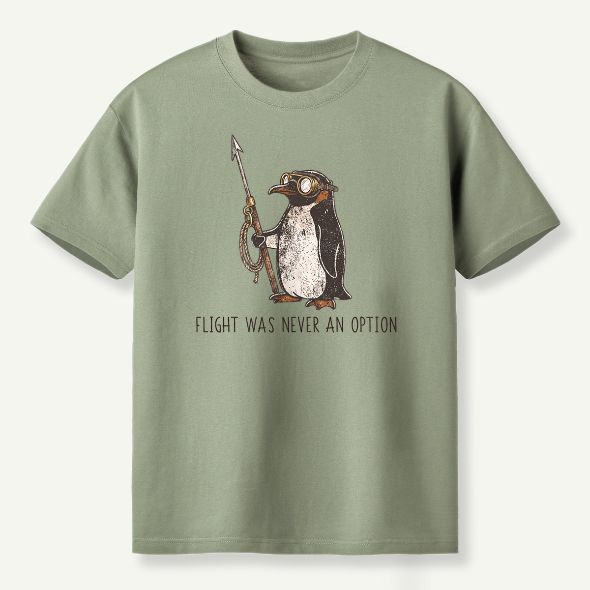 Flight Was Never An Option Aviator Harpoon Penguin T-Shirt