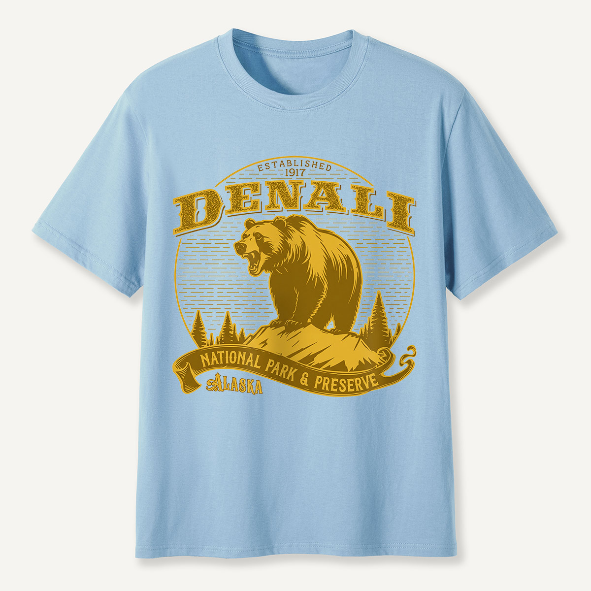 Denali National Park Bear Alaska Badge T-Shirt