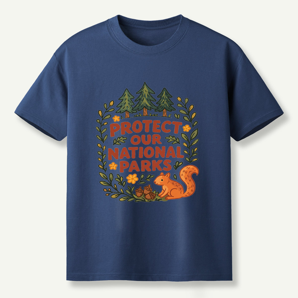 Protect Our National Parks Woodland Squirrel Wreath T-Shirt