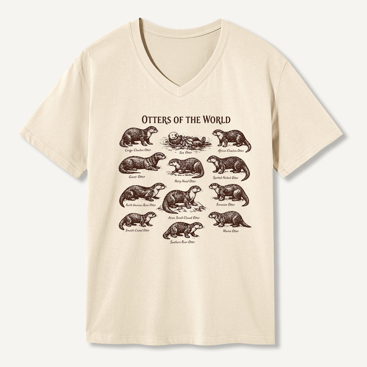 Otters Of The World Wildlife Guide V-neck T-Shirt
