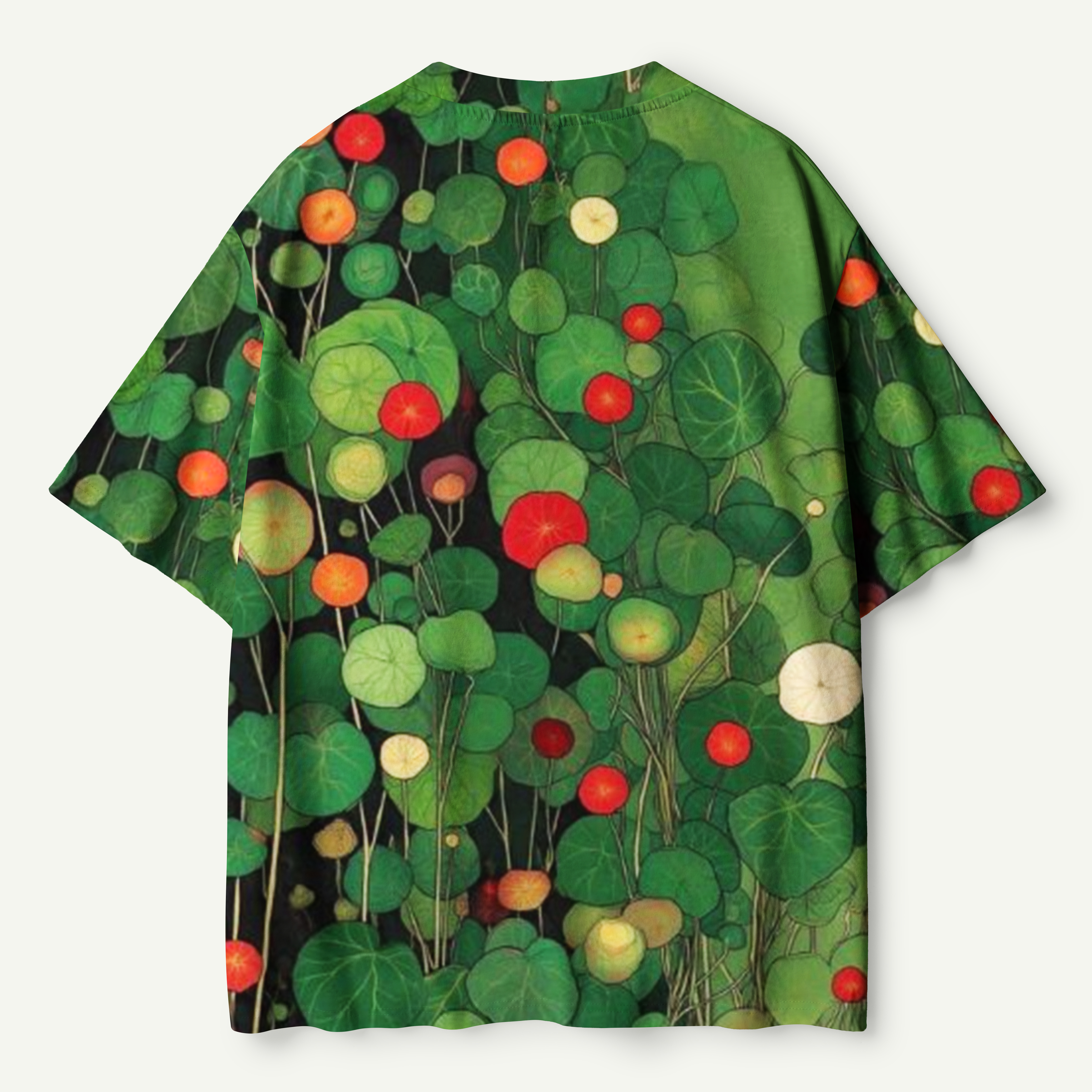 Green Botanical Discs And Red Berries Premium Pure Cotton Tee
