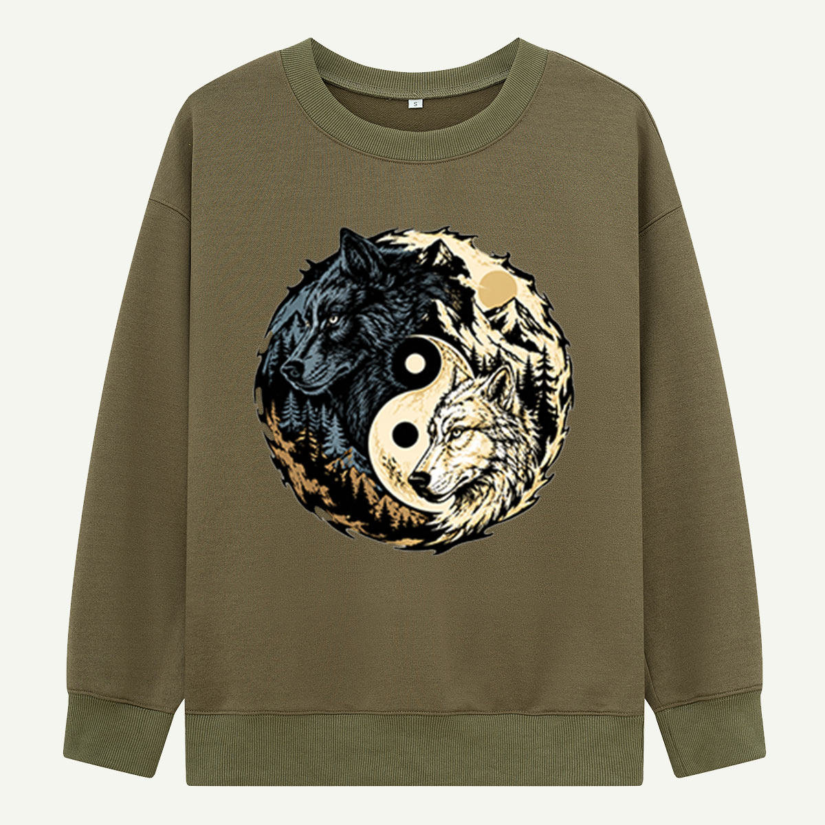 Yin Yang Wolves Nature Balance Sweatshirts